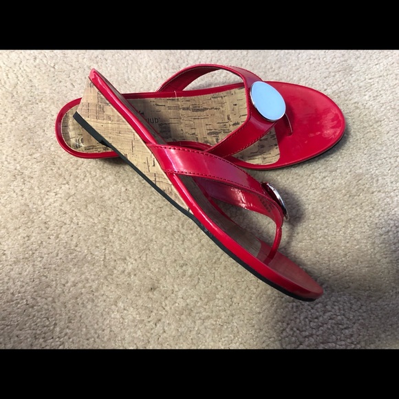 Red Patent Sandals; - Picture 2 of 7